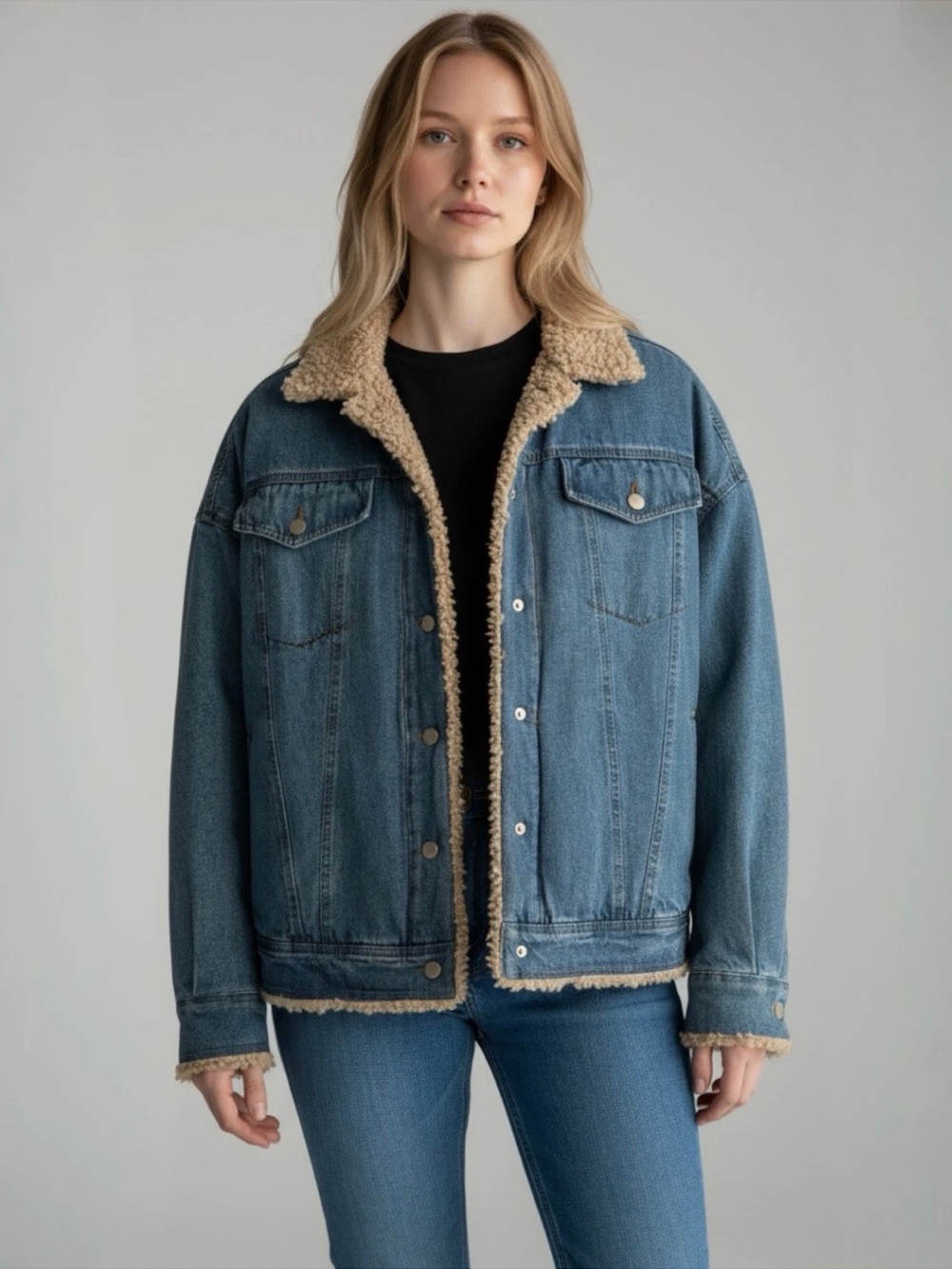J Brand Drew Sherpa Denim Jean Jacket Large